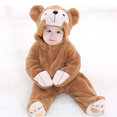 Newborn Baby Long Sleeve Duffy Bear Cospaly Costume Animal Rompers Hooded For Boys Girls Warm Cotton Footed Overall Jumpsuit ► Photo 1/6