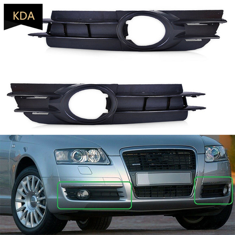 2pcs Left Right Front Bumper Fog Light Grille Grill Cover for Audi A6 A6 Quattro C6 2005 2006 2007 2008 4F0807681A 4F0807682A ► Photo 1/5