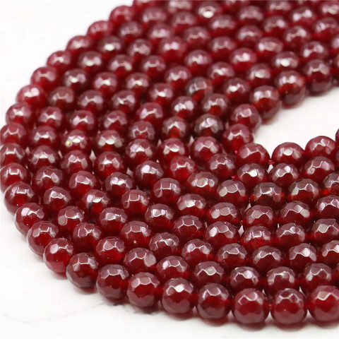 Red Rubys Chalcedony Stone Faceted Round 8mm Loose Beads Strand Fashion Jewelry Making Design Natural Stone Gift For Girl Women ► Photo 1/6