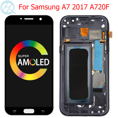 Original A720F Display For Samsung Galaxy A7 2017 LCD With Frame 5.7