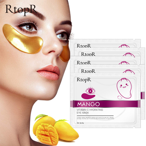 10pcs=5packs Mango Vitamin C Hydrating Anti-Aging Eye Mask Skin Serum Gold Eye Patches Care Remove Wrinkle Dark Circle Puffiness ► Photo 1/6
