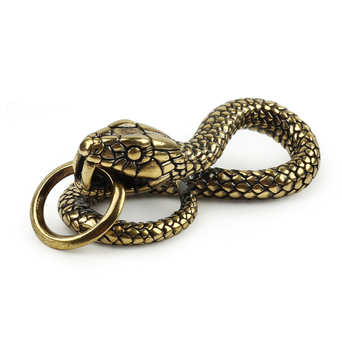 Vintage Brass Snake Keychain Copper Snake Outdoor Tool DIY Car Hanging Accessories ► Photo 1/6