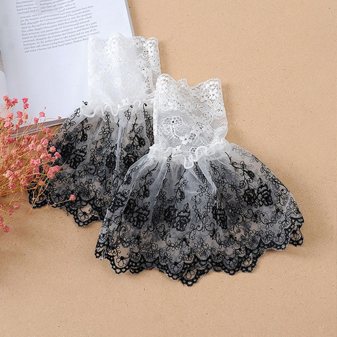 White Lace Fake Sleeves Women For Sweater Decorative Fake Cuffs Sleeves Wedding Lace Flounces Pleat Buttoned Wrist False Sleeves ► Photo 1/6