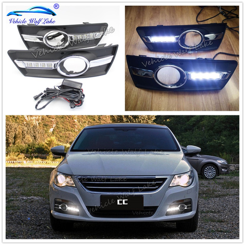 2pcs Car LED DRL For VW Passat CC 2008 2009 2010 2011 Car-styling LED DRL Daytime Running Lights With Wire Of Harness ► Photo 1/6