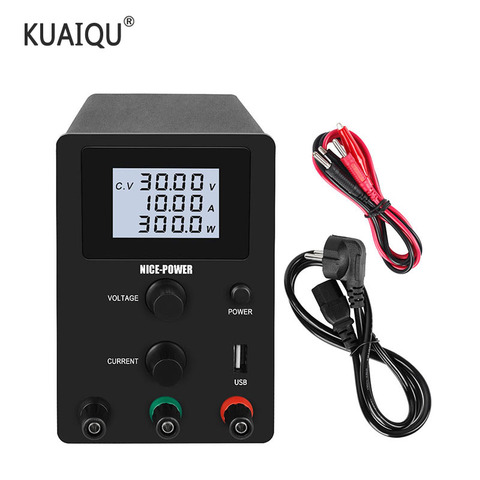 Black Switching Laboratory DC Power Supply DC Adjustable Power LCD 30V 10A Bench Power Source Regulator USB Protect Eyes ► Photo 1/6