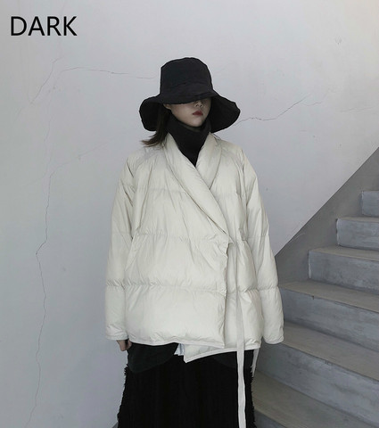 Driftwood Xi/yoj Yamamoto Dark Wind Dark Buckle Oblique Lace Strap White Duck Down Jacket Lightweight Warm Jacket ► Photo 1/6