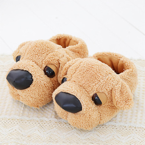 Funny Slippers Women Winter Dog Cartoon All-inclusive Thick Cotton Slippers Couples Cute Warm Home Plush Shoes Women Big Size ► Photo 1/6