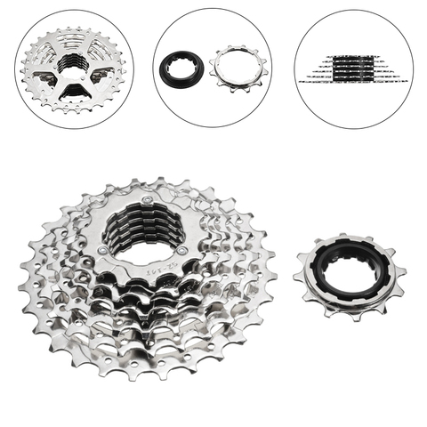 Bike Cassette 7 Speed 12-28T Hybrid Mountain Bike Cycling Rear Freewheel Cog Cassette Bicycle Parts Accessories Silver ► Photo 1/6