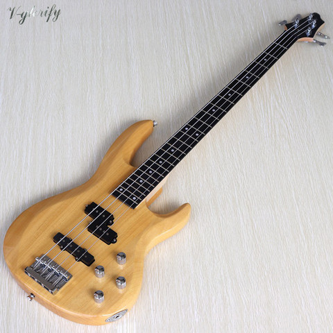 natural color 4 string electric bass guitar high gloss solid okoume wood body bass with fret line ► Photo 1/6