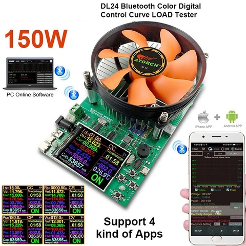 150W DL24 2.4 Inch LCD DC USB Tester Electronic Load Support APPs Battery Capacity Discharge Charge Power Meter Checker Power ► Photo 1/6