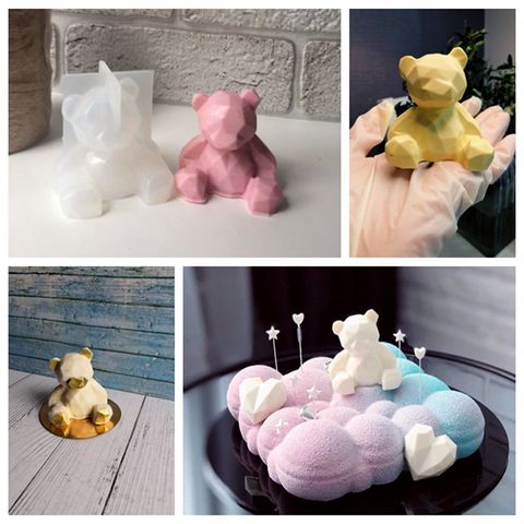 New 3D Teddy Bear Silicone Mold DIY Animals Christmas Cake Fondant