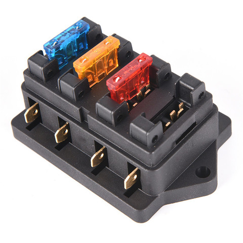 Car 4 Way Circuit Standard ATO Blade Fuse Box Block Holder 12V/24V+4 Way Fuse ► Photo 1/6