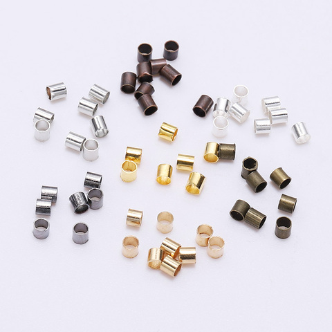 500Pcs/lot 1.5 2.0 2.5mm Alloy Zinc Cylinder Round Crimp Beads Tube Ends Spacer Bead Cord Tip Wire Connectors For Jewelry Making ► Photo 1/6