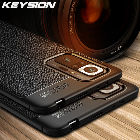 KEYSION Shockproof Case for Redmi Note 10 Pro 5G 10S Leather Texture soft silicone Phone Cover for Xiaomi Redmi Note 10 Pro Max ► Photo 1/6