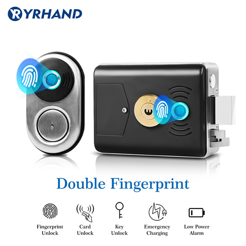 Intelligent biometric fingerprint door locks Outdoor Gate IC Card Keyless RFID Electronic smart Keless Rim Lock ► Photo 1/6