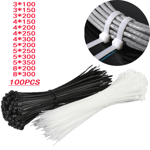100PCS nylon cable tie self-locking plastic white fixed nylon cable tie plastic cable tie fixed cable tie 3x100 3x150 3x200 ► Photo 1/6