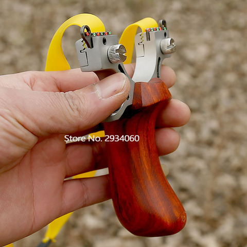 High Precise Shooting Slingshot Stainless Steel Catapult +Wood Handle with Powerful Rubber Band Outdoor Hunting Games ► Photo 1/6