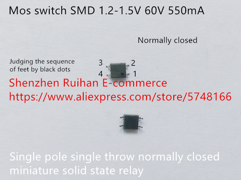 Original new 100% mos switch SMD 1.2-1.5V 60V 550mA single pole single throw normally closed miniature solid state relay ► Photo 1/4