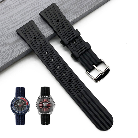 Waterproof Waffle Silicone Strap 20mm 22mm For Seiko Samsung Huawei Watch Sport Men's Diving Replace Rubber Watchband Black Blue ► Photo 1/6