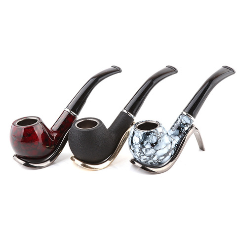 Classic High Quality Wood Grain Smoking Tobacco Pipe Resin Cigar Pipes Smoking Chimney Accessories Smoke Mouthpiece ► Photo 1/6