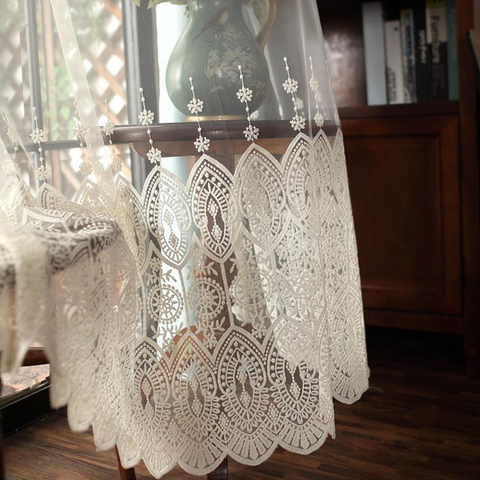 Europe Embroidered Lace Sheers Curtains for Living Room Window Treatment Luxury Tulle Bedroom Window Screen Drapes panels ► Photo 1/6