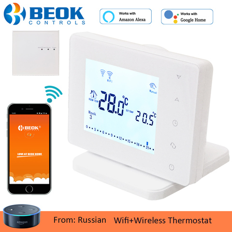 Beok Wireless Thermostat Wifi Smart Temperature Controller For Gas Boiler And Actuator Room Heating Work With Google Home Alexa ► Photo 1/6