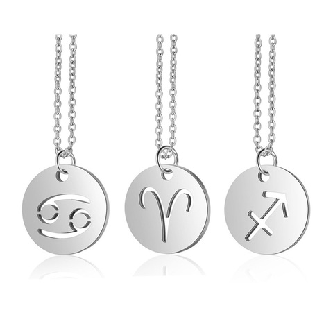 Stainless Steel 12 Constellation Necklace Star Zodiac Sign Pendant Choker Necklace for Men Women Kids Birthday Gifts ► Photo 1/6