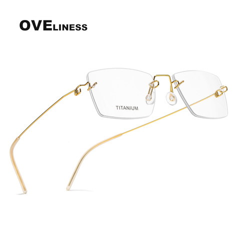 Retro eyeglasses frames Titanium eye rimless glasses frame men women 2022 fashion Optical Myopia Prescription glasses eyewear ► Photo 1/6