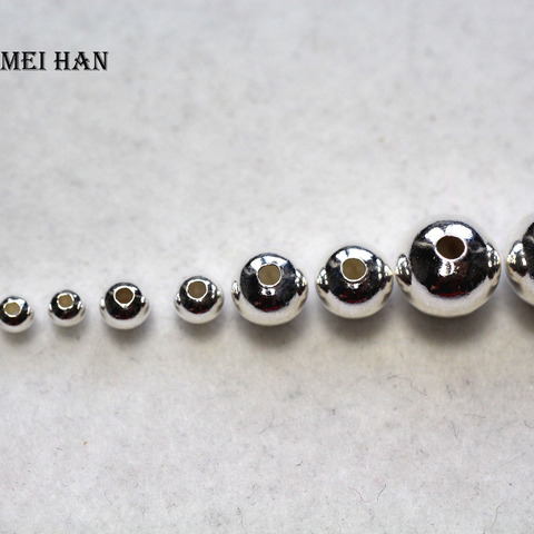 Meihan 925 Sterling Silver Beads  Round 2-10mm DIY Jewelry Bracelet Necklace Loose Ball Findings Hotsale ► Photo 1/2