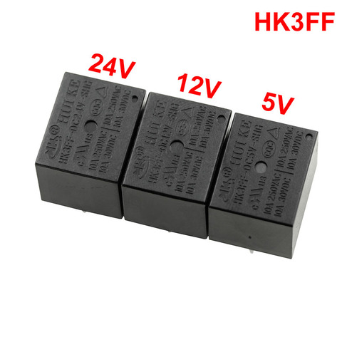 5Pcs HK3FF-DC5V-SHG HK3FF-DC12V-SHG HK3FF-DC24V-SHG Volt Power Relay DC 5V 12V 24V 10A 5 Pins 5-Pin DIP5 Black HK3FF *FD881-883 ► Photo 1/6