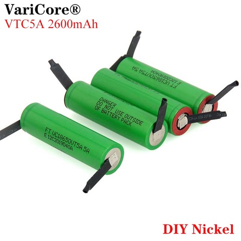 VariCore VTC5A 2600mAh 18650 Lithium Battery 30A Discharge 18650VTC5 batteries + DIY Nickel Sheets ► Photo 1/6