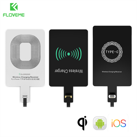FLOVEME QI Wireless Charger Receiver For iPhone 7 6 Plus 5 5s Andriod Micro USB Type C Wireless Charging Receiver Adapter Module ► Photo 1/6