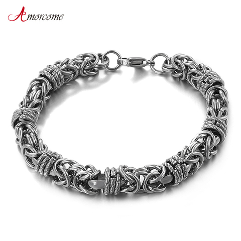 Amorcome Men's Bracelets Stainless Steel Link Chain Bracelet Women Fashion 2022 Armband Hand Jewelry Gifts for Boyfriend ► Photo 1/6