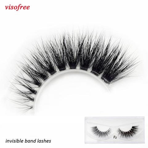 Visofree Mink Eyelashes Clear Band Eye Lashes Crisscross Transparent Band False Eyelashes Handmade Dramatic Lashes Upper Lash ► Photo 1/6