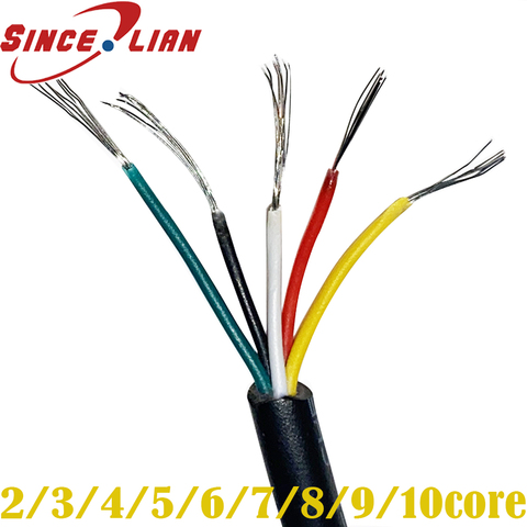 Tin-plated Oxygen-free Copper Cable Sheathed Wire 26AWG 28AWG 2 core 3 core 4 core 5  6 7 8 9 10 core Power Signal Control Wire ► Photo 1/6