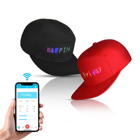 Hip Hop Hats Men Women Bluetooth LED Hat Programmable Credit Roll Message Display Board halloween Party Christmas Cap Gift ► Photo 1/5