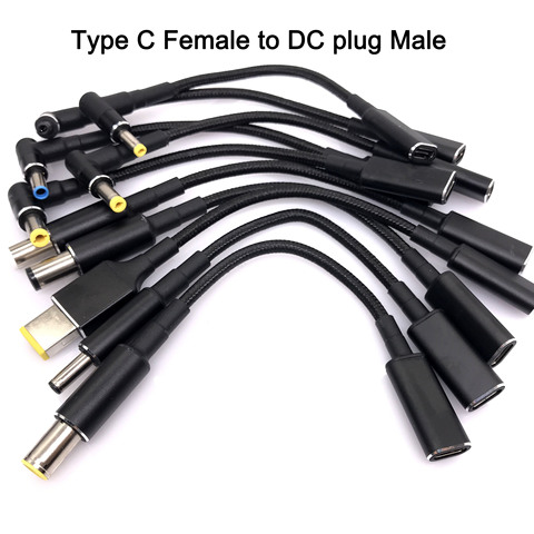 100W USB 3.1 Type C Female to DC 7.9*5.0 4.0*1.35 5.5*2.5 4.8*1.7 mm Male PD Power Charger Adapter Connector Cable for lenovo HP ► Photo 1/6