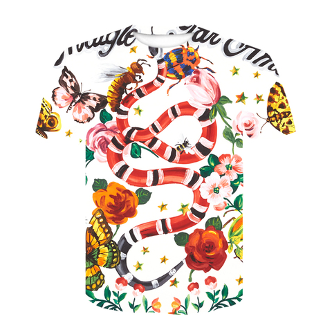 King Snake Floral T Shirt White Fashion Luxury Tee Mens New Men's Fashion Short-sleeve T Shirt Mens brand clothes 2022 hip hop ► Photo 1/6