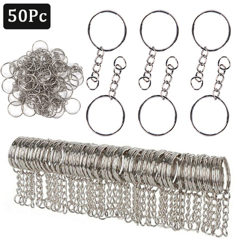 50Pcs Silver Plated Metal Blank Keyring Keychain Split Ring Keyfob Key Holder Rings Women Men DIY Key Chains Accessories Marking ► Photo 1/6