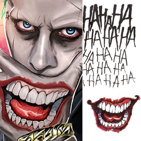 4 Styles Halloween Cosplay The Joker Temporary Tattoo Stickers Body Art Tattoos for Face Arm 20X29.6cm #255337 ► Photo 1/6