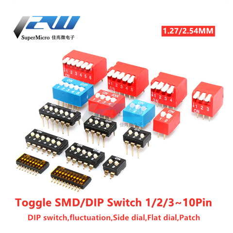 5pcs Slider Type Switch Module 1 2 3 4 5 6 7 8 10PIN 1.27/2.54mm DIP/SMD Position Mode Switching Switch Quick Switch Blue ► Photo 1/6