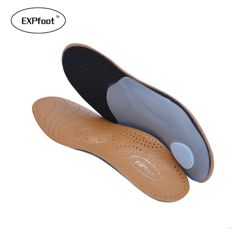 EXPfoot High quality Leather orthotics Insole for Flat Foot Arch Support 25mm orthopedic Silicone Insoles for men and women 25 ► Photo 1/6