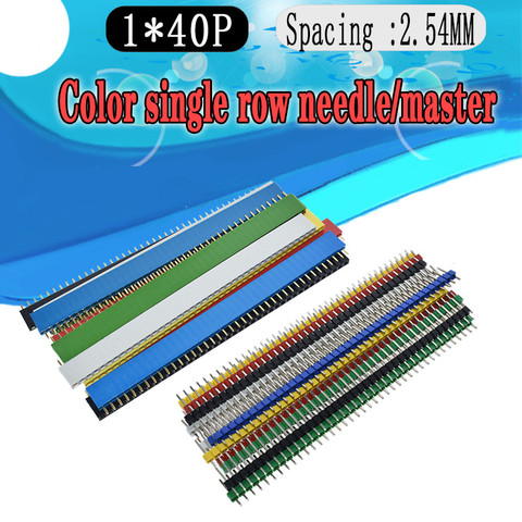 12PCS 2.54mm Preto +Branco + Vermelho + Amarelo+black+ azul Unica Linha Masculina 1X40 1*40 Pin Header Tira ROHS CGKCH090 Female ► Photo 1/6