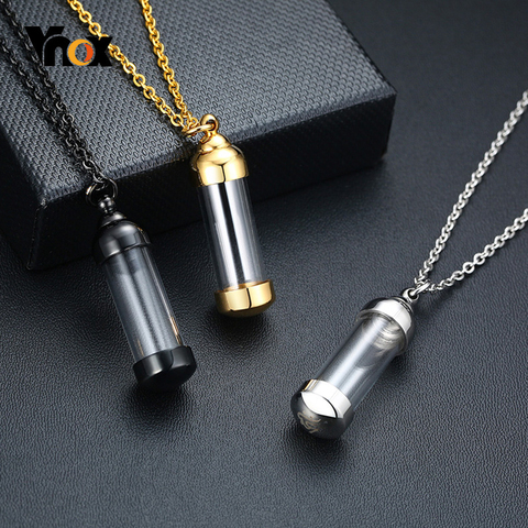 Vnox Can Open Hollow Tube Necklaces for Women Men Urn Ashes Cremation Memorial Pendants Stainless Steel Unisex Gifts Jewelry ► Photo 1/6