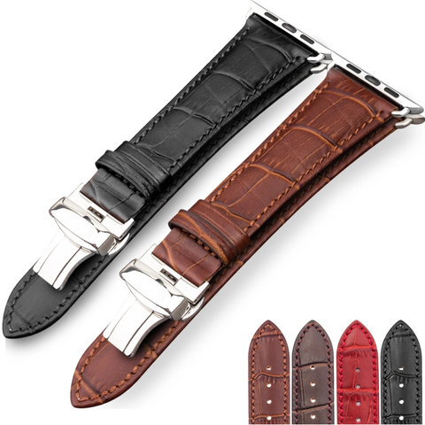 Genuine Leather strap For Apple watch band 44 mm 40mm iWatch band 42mm 38mm Crocodile bracelet correa for Apple watch 5 4 3 6 ► Photo 1/6