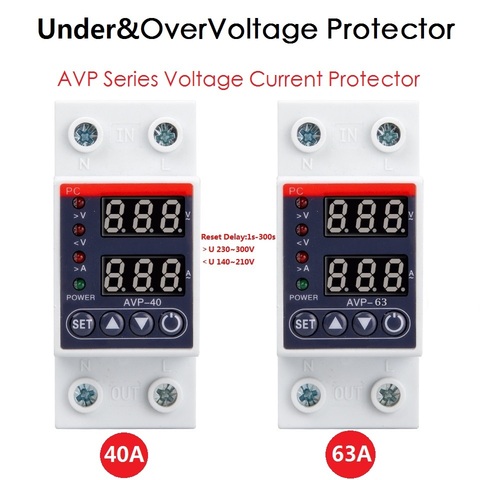 New Din Rail Volt Amp Protection 220V 230V 40/63A Adjustable Over Under Voltage Protective Device Protector Current Protect ► Photo 1/6