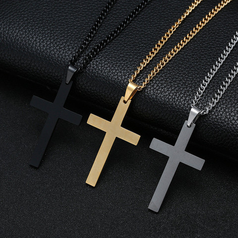 Fashion Cross Pendant Necklace Women Men Stainless Steel Link Chain Charm Necklace Cool Boys Girls Punk Hip Hop Jewelry Gift ► Photo 1/6