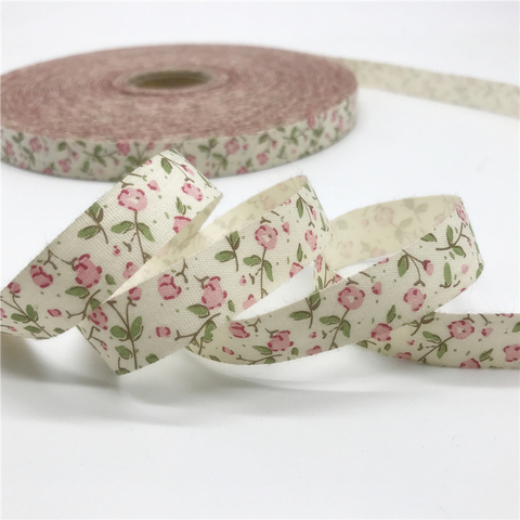 10mm 15mm 5Yards Cotton Ribbon Printed Flower Ribbon Handmade Design For Sewing Fabric Christmas Decoration ► Photo 1/1