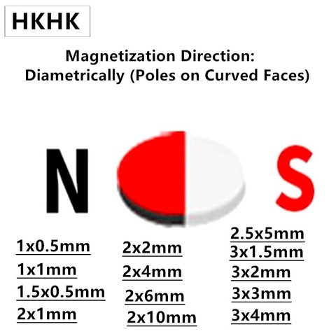 hall magnetic NdFeB Magnet 1x0.5 1x1 1.5x0.5 2x1 2x2 2x4 2x6 2x10 2.5x5 3x1.5 3x2 3x3 3x4 mm Diametrically Magnetized N45H ► Photo 1/6