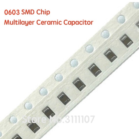 100PCS 0603 SMD Chip Multilayer Ceramic Capacitor 0.5PF-22uF 10pF 22pF 100pF 10nF 15nF 100nF 0.1uF 2.2uF 4.7uF 10uF 102 103 106 ► Photo 1/1